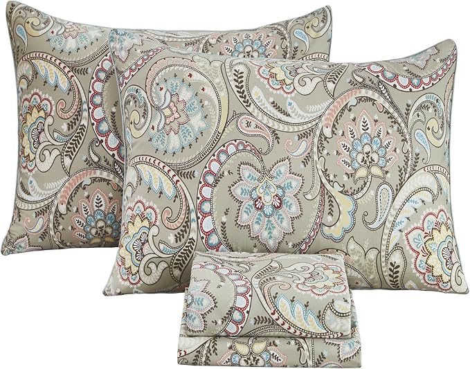 FADFAY Paisley Sheets Set Twin XL Boho Paisley College Bedding Luxurious Bohemian Damask Dorm Bedding 100% Egyptian Cotton 800 Thread Count Deep Pocket Fitted Sheet 4Pcs, Twin XL Size