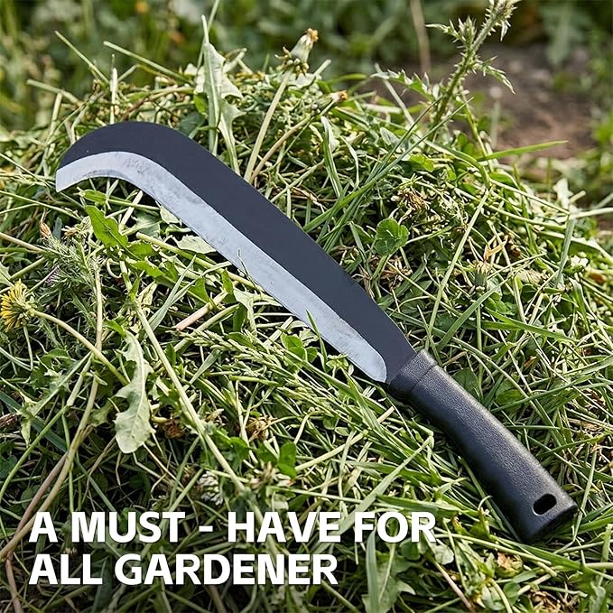 Sickle Machete for Yard Work Machetes for Cutting Trees Billhook Brush Clearing Sickle Garden Tool Brush Axe Harvest Knife Heavy Duty Machete with Curve Blade Grass Sickle for Gardening,Weeding