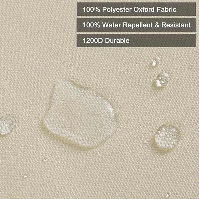 Thickened Waterproof Canvas Fabric by The Yard 1200D 58" W Outdoor Upholstery Material Heavy Duty Fabric Water Resistant Sewing Material for Chair Patio Cushion Purse Bag 3 Yard Ivory