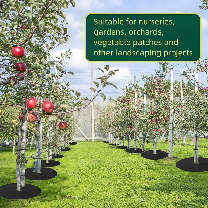 39 Inch Weed Barrier Mats Non Woven Tree Mulch Ring Tree Protectors Weed Mat for Garden Used to inhibit Weed Growth and Landscape Weed Control - 20 Pack