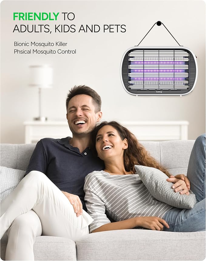 Buzbug Upgraded LED Bug Zapper Indoor, LED Bulbs Up to 50,000 Hours, 3 Lamps Sustainable Less Power, 3800V Powerful Electric Mosquito Zapper, Fly Trap Mosquito Trap, Fly Killer Fly Zapper