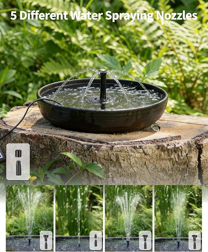 POPOSOAP Solar Pond Filter with Fountain Pump, 4W Solar Fountain Pump with Pond Filter Kit, Solar Water Pump with Nozzles & PVC Tubing for Bird Bath, Water Garden, Fish Tank & Backyard Decor P3035