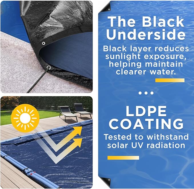 20-Ft x 40-Ft Pool Cover for Inground Pools - Rectangle Winter Cover Inground, Extra Thick Material and Durable Design, Cold and UV-Resistance, Easy Installation, Navy Blue