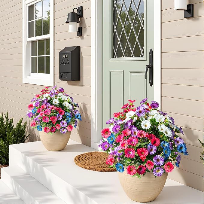 Colorful Artificial Morning Glory Flowers for Outdoor Planters, Premium UV Resistant Silk Faux Flowers for Porch, Hanging Basket & Window Box, Vibrant Garden Decor, No Pot, 13.3 Inch, 8 Bundles