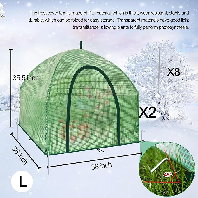 36″*36″*35.5″ Mini Greenhouse Winter Plant Warm Covers - Raised Bed Cover for Seed Starting, Warm Tent Freeze Protection Humidity Domes for Gardening & Winter Shelter and Protecting Plants 2pcs