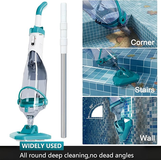 Handheld Hot Tub Spa Pool Vacuum, 19 gallons/min, Cordless Rechargeable Pool Vacuum for Above Ground Pool, 60 Mins Running Time, Ideal for Leaves, Cleaning Debris and Sand Underwater