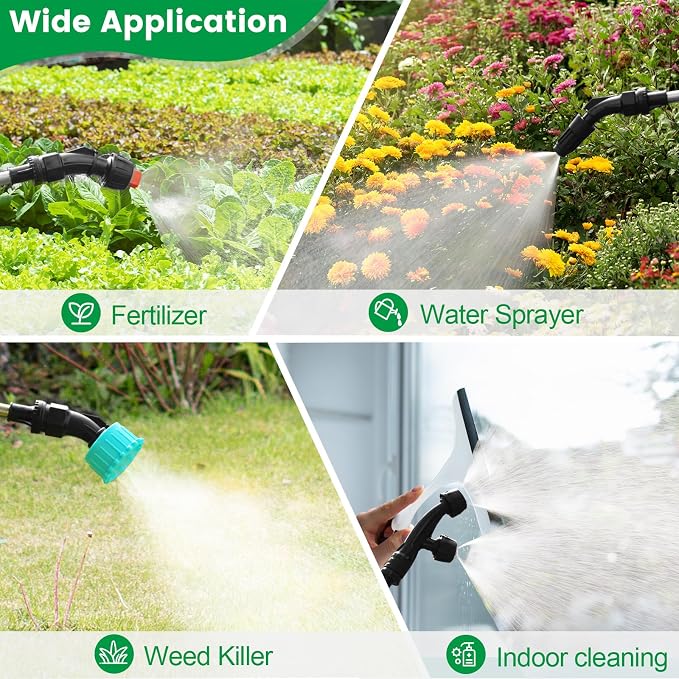 Battery Powered Sprayer 2 Gallon, 2026 Upgrade Electric Sprayer with 3 Adjustable Speed, Battery Indicator, 4 Mist Nozzles, Rechargeable Retractable Wand with Adjustable Shoulder Strap for Lawn Garden