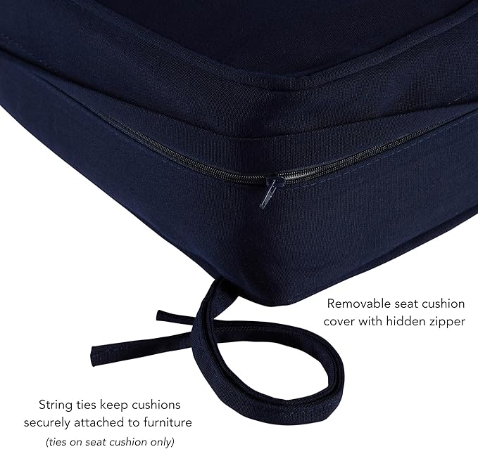 Greendale Home Fashions Outdoor 2-Piece Sunbrella Premium Deep Seat Cushion Set, Canvas Navy