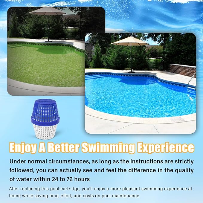 Pool Cartridge for 7.5K-20K gallons,Up to 6 Months,Simplifies Pool Maintenance,Compatible with All Types of Pools,Blue/White