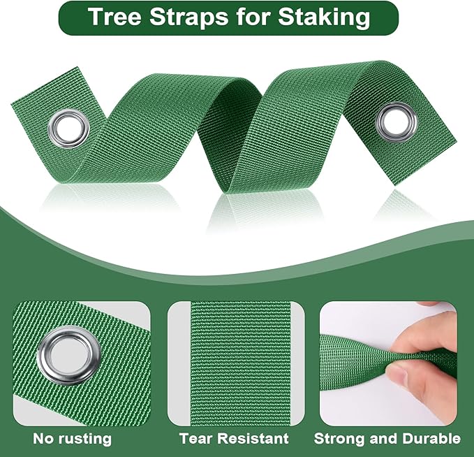 Jevrench 12 PCS Tree Straps for Staking, Tree Support Straps for Guying Staking Newly Planted Sapling Straight and Hurricane Protection, Heavy Duty Tree Stake Straps for Straightening