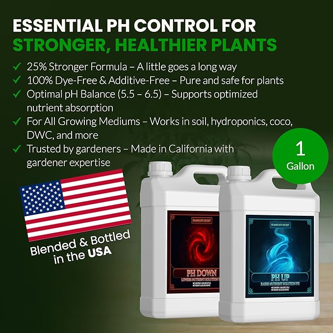 Humboldts Secret pH Up and pH Down Control Kit | Liquid Nutrient Solution Balancer for Plants | for Soil, Hydroponic, Coco, and DWC Systems | Supports Nutrient Absorption and Growth | 1 Gallon