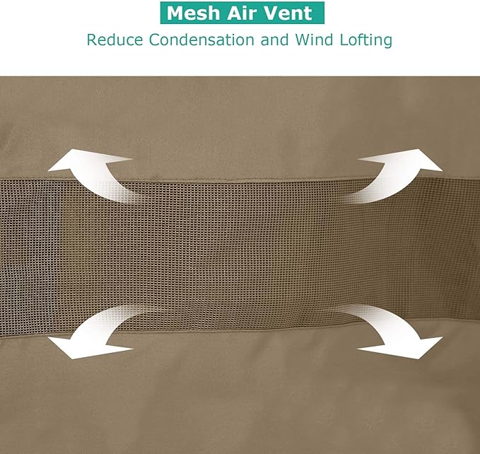 SunPatio Waterproof Patio Sofa Covers, Heavy Duty Outdoor Furniture Covers, Deep Seated Loveseat Covers with Air Vent/Closure Straps/Drawstrings, All Weather Protection, 60" W x 40" D x 32" H, Taupe