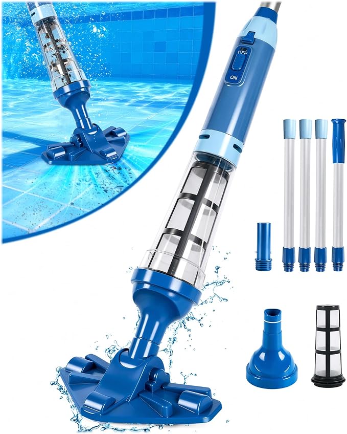 2026 Upgraded Powerful Hot Tub Vacuum Cordless, 15.8 Gals/Min Spa Vacuum for Hot Tub, Handheld Pool Vacuum Cleaner with Water Sensor, Small Pool Vacuum Rechargeable -90 Mins Running Time-Blue