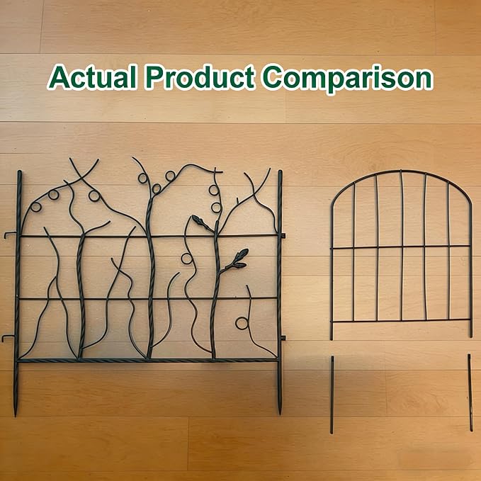 AMAGABELI GARDEN & HOME 5 Panel 26in(H)×11.5ft(L) Decorative Garden Fences and Borders for Dogs No Dig Rustproof Metal Fence Panels Garden Edging Animal Barrier Fencing for Flower Bed Yard Patio
