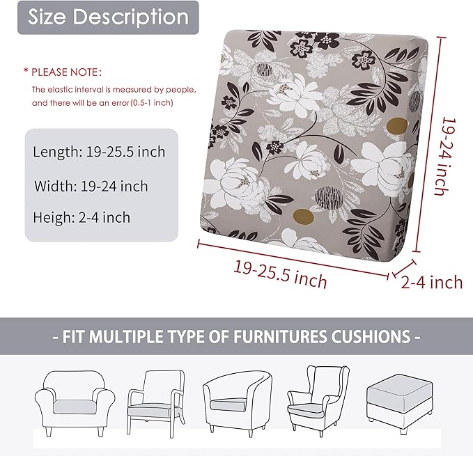 FORCHEER 8PCS Outdoor Cushion Covers Waterproof Stretch Patio Furniture Cushion Covers 19-24inch Replacement Washable-Floral