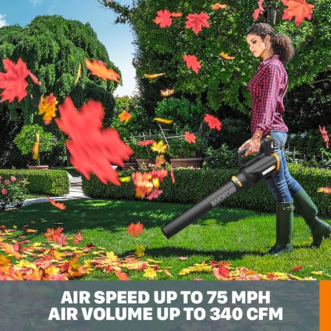 Worx WG743 40V Power Share 4.0Ah 17" Cordless Lawn Mower (Batteries & Charger Included) & 20V Turbine Cordless Two-Speed Leaf Blower Power Share - WG547 (Battery & Charger Included)