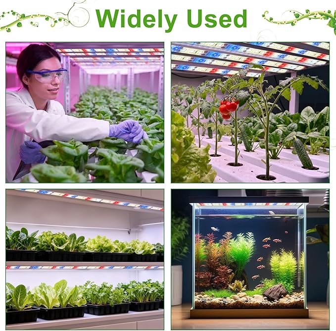 LED Grow Light Strips for Indoor Plants, 3 Head Each 10ft 120LED Red Blue White Full Spectrum Plant Grow Light Tape with 3/9/12H Timer 4 Dimmable Levels, 24W Plug in Plant Light for Seedling Shelf