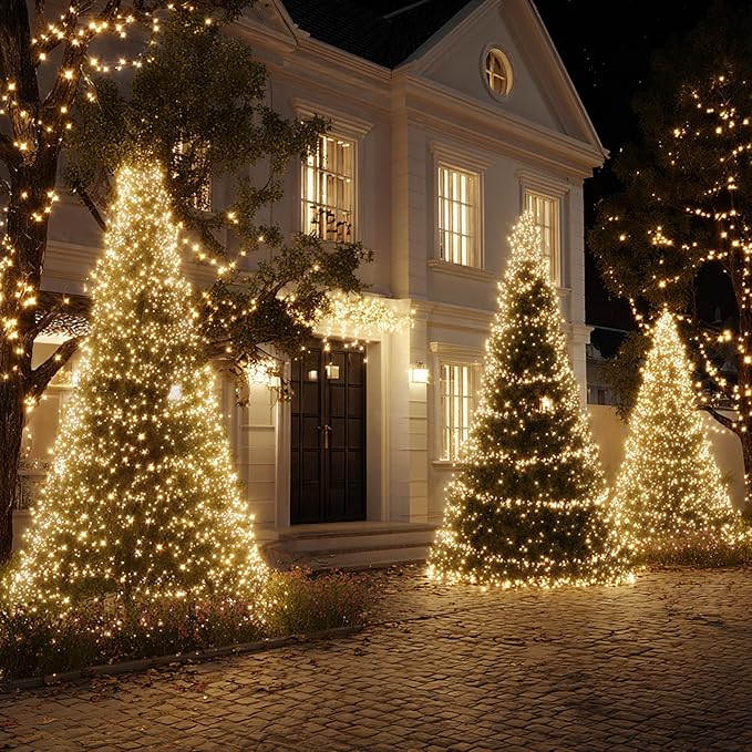 Christmas String Lights, 100 FT 300 LED String Lights Green Wire with Timer 8 Modes, Connectable Waterproof Decoration for Indoor Outdoor Xmas Trees Party Garden Wedding, Warm White