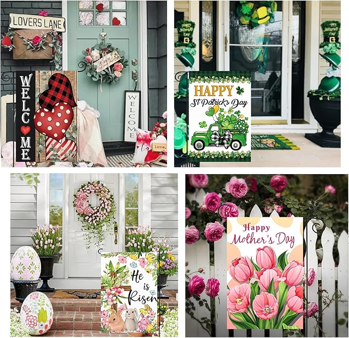 20 Pack Seasonal Garden Flags Set Double Sided 12x18 Inch Small Yard Flags, Holiday Seasonal Garden Flag for Outside Decoration for All Year Round