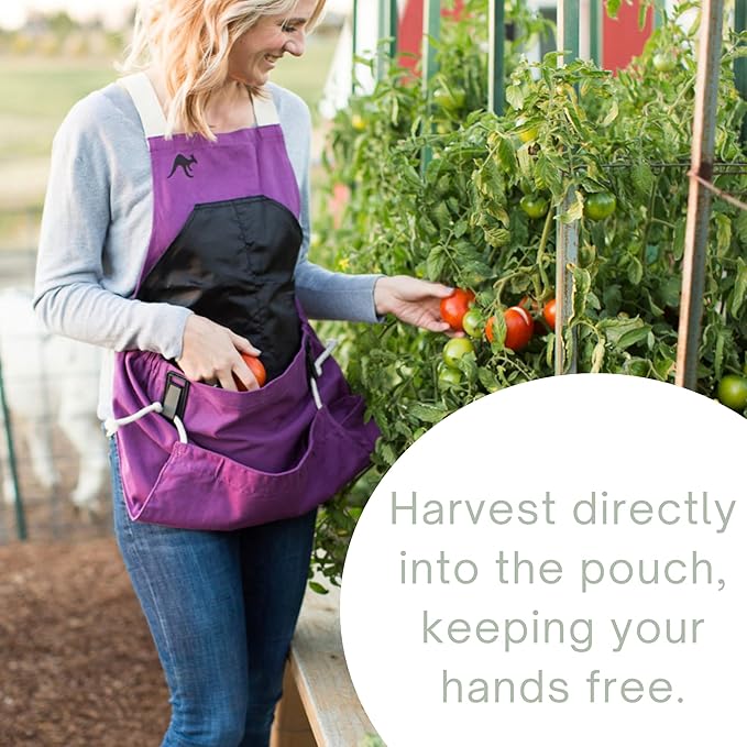 Roo Gardening Apron with Pockets for Women & Men - Canvas Garden Apron with Harvesting Pouch, Water-Resistant, Washable