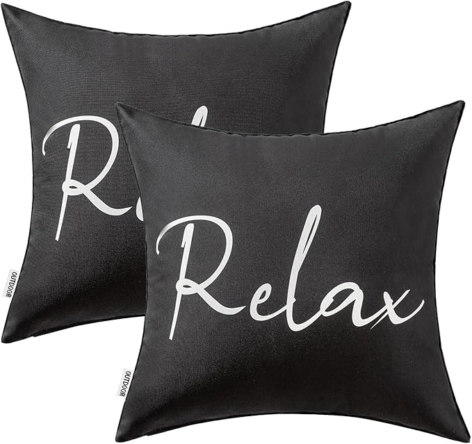 MIULEE Outdoor Waterproof Throw Pillow Covers Set of 2 Relax Decorative Outdoor Square Pillowcases for Chair Patio Garden Couch Tent Balcony Sofa Black 20x20 Inch