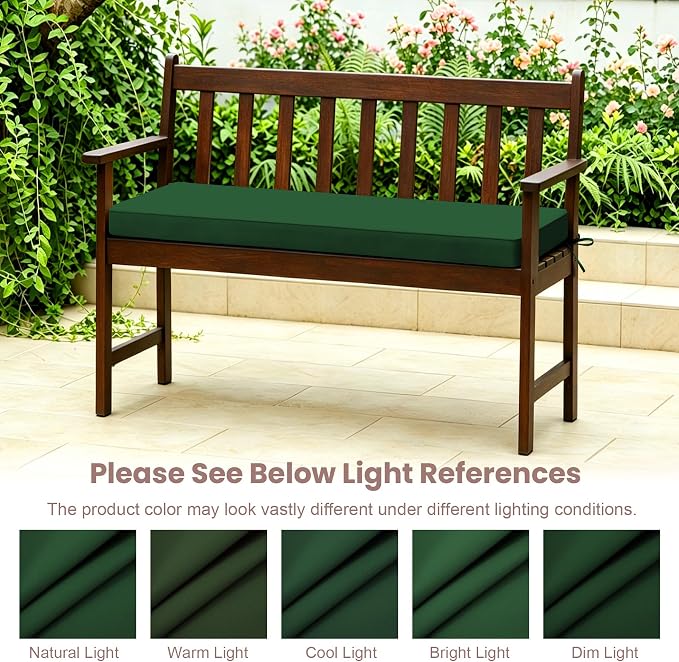 Outdoor Bench Cushions for Outdoor Furniture, 59x18 Inch, Waterproof Patio Furniture Cushion, Fade Resistant Bench Cushions for Porch Swing, Long Bench, Indoor, Dark Green