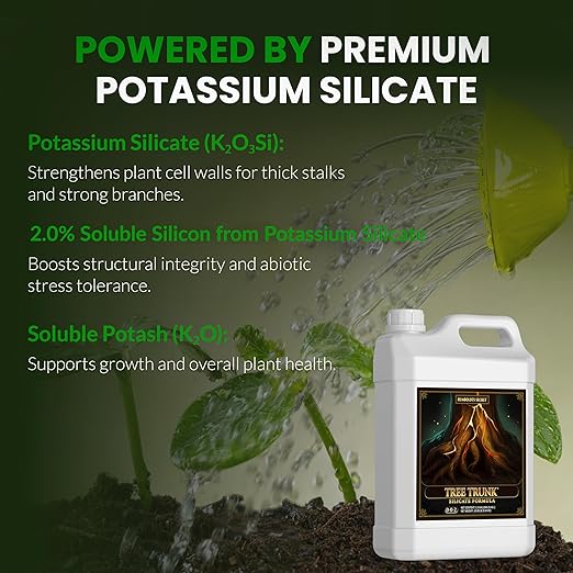 Humboldts Secret Tree Trunk | Potassium Silicate Additive | Liquid Fertilizer for Thicker Stalks, Stress Resistance & Branch Development | Indoor & Outdoor Plant Food, Hydroponic Nutrients, 2.5 Gallon