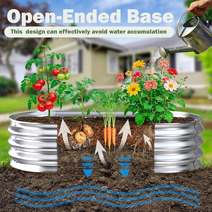 Galvanized Raised Garden Bed Outdoor, 5x2.5x1ft Metal Heavy Duty Planter Boxes for Gardening, Easy Assemble Small Oval Plant Container Kit for Vegetables, Flowers, Fruits, Silver, 1 Pack