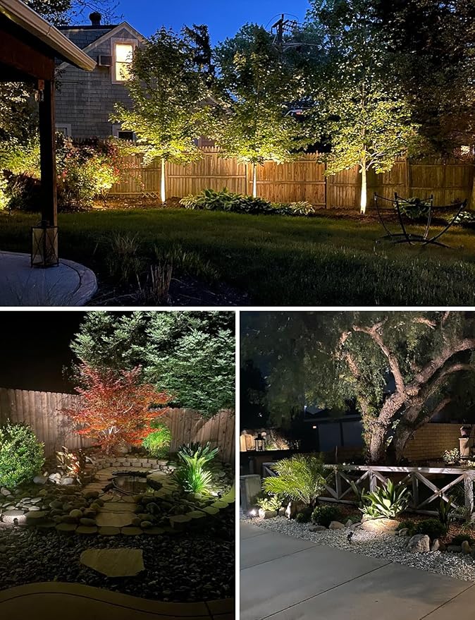 SUNVIE 12W Low Voltage Landscape Lights LED Landscape Lighting with Connectors 12V Warm White (900LM) Waterproof Garden Low Voltage Lights Wall Tree Flag Outdoor Spotlights with Spike Stand, 8 Pack