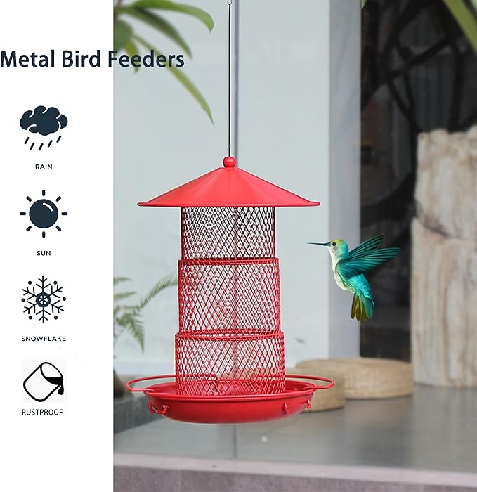 Wild Bird Feeders for Outside Hanging,Retractable Large Bird Feeders with 4 lbs Capacity for Finch Cardinal Blue Jay,Squirrel Proof Bird Feeder for Garden Yard