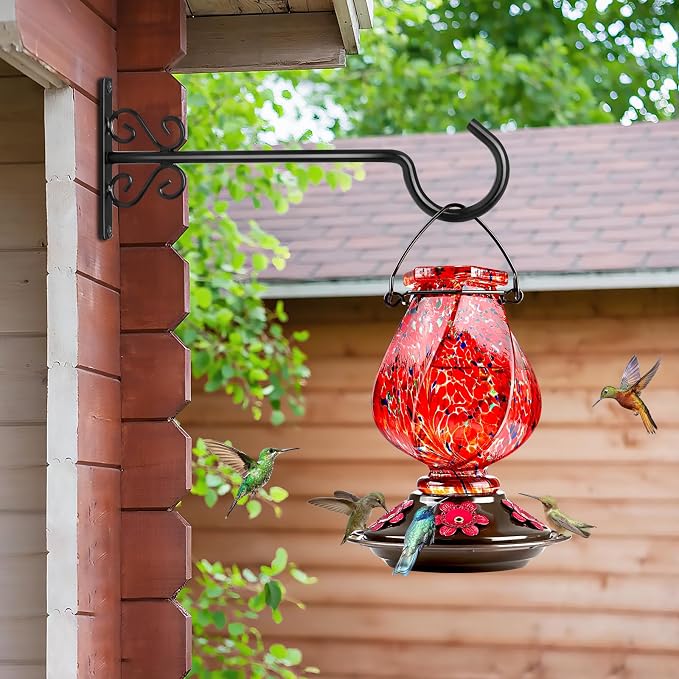 BOLITE Plant Hangers, 12 Inch Hanging Plant Brackets Outdoor or Indoor, Wall Hooks for Hanging Hummingbird Feeders, Bird Feeders, Planters, Lanterns, Wind Chimes, 2 Pack, Black, Gifts for Women Men