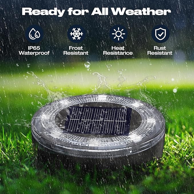 vighep Mini Solar Ground Lights, 24 Pack Solar Lights Outdoor Waterproof, Upgraded LED Flat Landscape Lighting for Outside Pathway Garden Patio Yard Driveway,Cold White