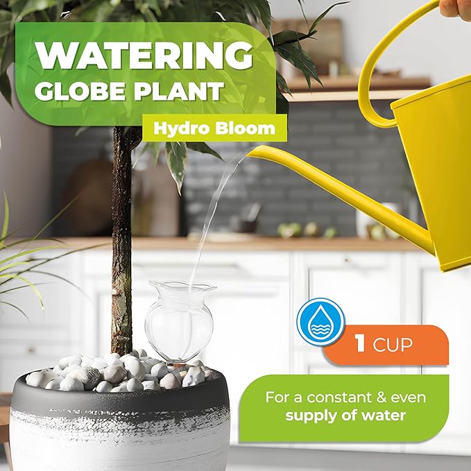 BioGreen Plant Self-Watering Globe HYDRO BLOOM | 1 Cup | Vacation Irrigation | Ideal for Indoor/Outdoor Use | Durable UV-Resistant Plastic Waterer