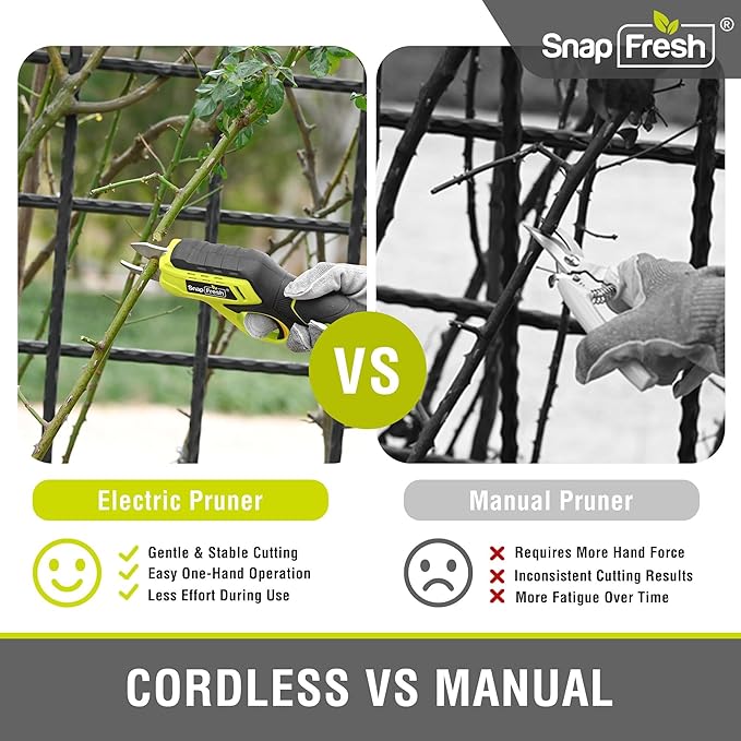 SnapFresh Cordless Electric Pruning Shears, 4.0Ah Battery Powered Garden Pruner with Extra Blade, 3/4" Cutting Capacity, Tool-Free Quick Blade Swap, Lightweight Branch Cutter Gardening Scissors