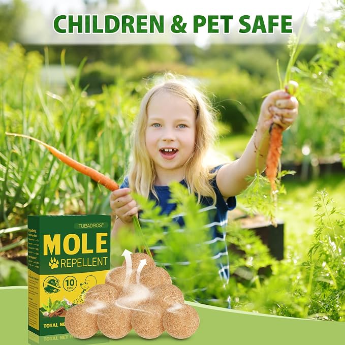Mole Repellent, Mole & Vole Repellent for Lawns, Peppermint Oil to Repel Mole, for Outdoor Use for Yard, Garden, Patio