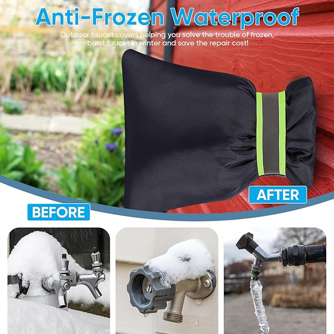 Outdoor Faucet Covers for Winter, 15 Pack Pro 6.7" W x 8.3" H Outdoor spigot covers winter insulated Freeze Protection hose bib cover Backflow Reusable Waterproof Insulated,Black