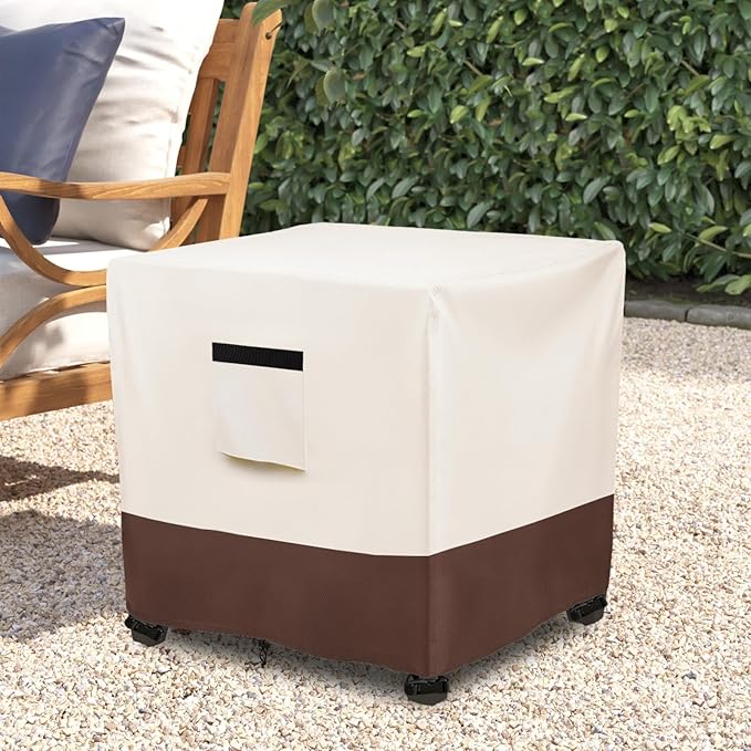 Waterproof Patio Small Side Table Cover,Square Outdoor Ottoman Covers,Heavy Duty 600D Patio Wicker Side Table Cover,Fits Square PatioTable, All-Weather Furniture Protection.22"W x 22"D x 18"H