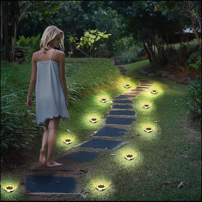 INCX Solar Ground Lights, 24 Pack Solars Light Outdoor Waterproof, Solar Garden Lights Landscape Lighting for Patio Pathway Lawn Yard Deck Driveway Walkway, Warm White