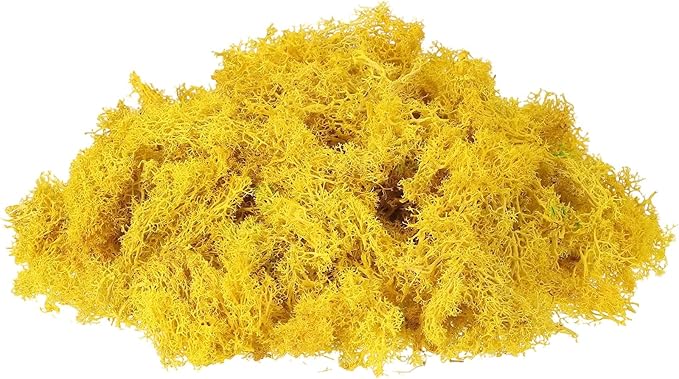 uxcell Preserved Reindeer Moss, 7oz Fake Moss for Crafts Artificial Dried Moss for Decoration Terrariums Potted Plants, Yellow
