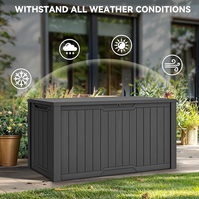 YITAHOME XXL 240 Gallon Large Outdoor Storage Deck Box for Patio Furniture, Outdoor Cushions, Garden Tools and Sports/Pools Equipment, Weather Resistant Resin, Lockable (Dark Gray)