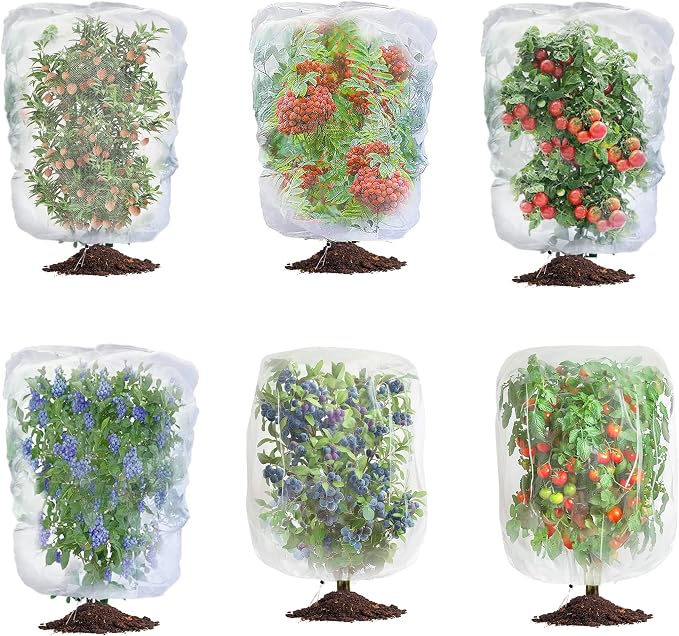 afzdby Garden Mesh Netting with Drawstring,Plants Cover Protection from Anti Birds,Bugs,Cicadas,and Insects-Pest Barrier Bag for Blueberry Bushes,Citrus,Tomatoes,Vegetables,Fruit Tree and Orange