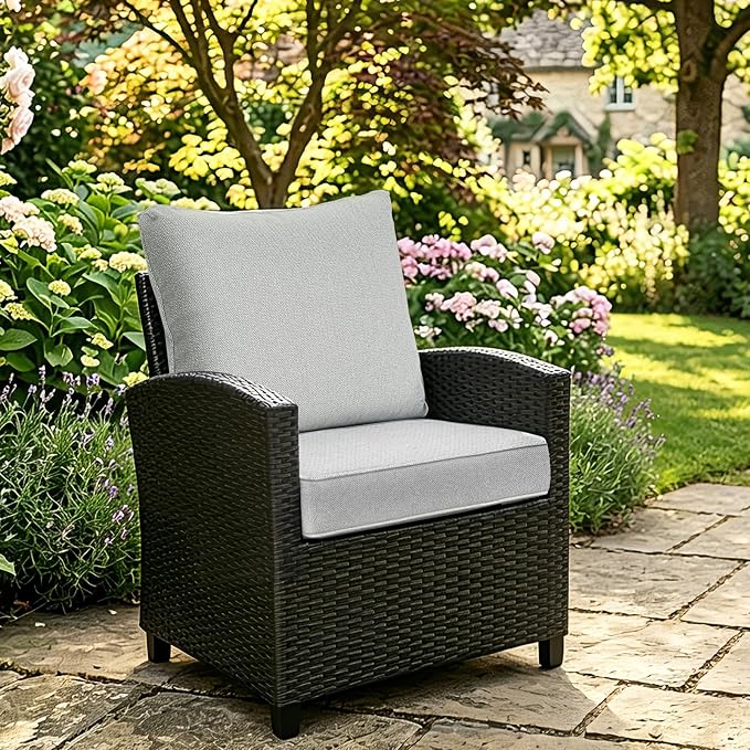 Goodgoods 24 x 28 Outdoor Patio Deep Seat Cushions 2-Pack, 1000+ Hours Fade-Resistant & Water-Resistant Outdoor Furniture Chair Cushions with 30D High-Resilience Foam for Sofa Chair, Gray