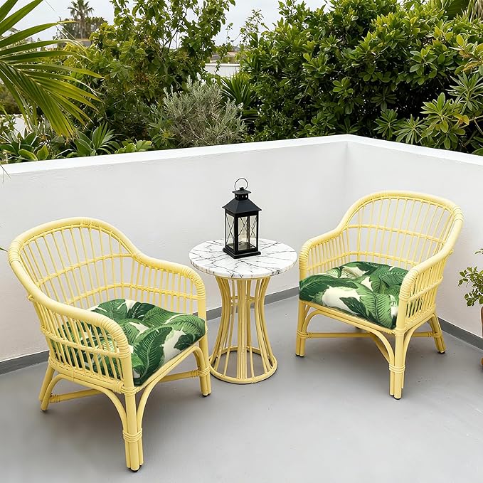 LVTXIII Outdoor Seat Cushions Seasonal Tufted Chair Cushions, Patio Chair Pads for Dining Chairs, Office Armchairs and Garden Furniture Decoration (Round Back, 19”x19”x4”, Swaying Palms Green, 2 Pack)