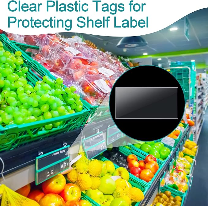 Leinuosen 3000 Pcs Clear Plastic Tags Bulk Shelf Price Tag Label Holders for Storage Bins Shelves Labeling Transparent Basket Bin Labels Display for Retail Shop Classroom Office Library (2.5 x 1.25)