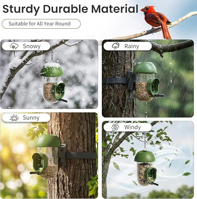LONA Bird Feeders for Outdoors, Tube Feeder Weatherproof with Multiple Hanging Methods, Wild Bird Feeding Silo for Outside, 1 Port