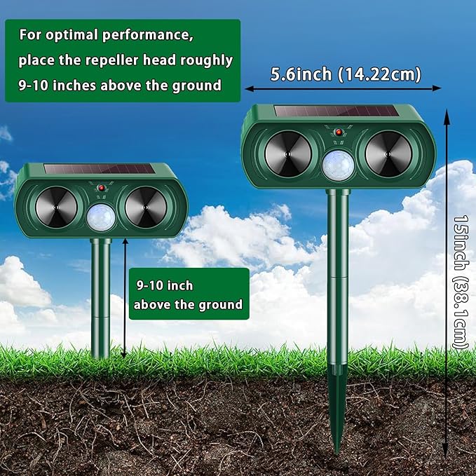 4 Packs Deer Repellent Devices 2026 Solar Power Animal Repeller with Motion Sensor & Ultrasonic Sound, Outdoor Animal Deterrent Devices for Garden Yard Patio to Repel Deer Cat Rabbit Raccoon Dog