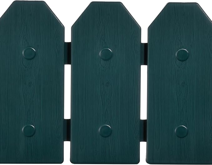 Evelyne Garden Border Edging: Wooden Grain Fence Dog Ear Design - Landscaping Fence Liner Lawn Edge Barrier - Decorative Lawn Landscape Panels Elements -Landscaping Edging (Green, 10ft.)