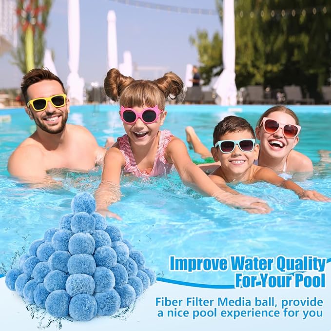 MJZ Pool Filter Balls for Sand Filter, 3.1 Lbs Reusable Sand Filter Balls for Swimming Pools, Efficient Eco-Friendly Polysphere Pool Filtration Balls, Pool Filter Balls Media for Sand Pump(Blue)