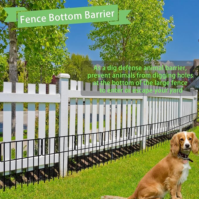 Thrivinest Animal Barrier Fence, 26 Pack No Dig Fence Decorative Fences, 17in(H) x10ft(L) Rustproof Metal Wire Small Garden Fence Border for Dogs Rabbits (26 Pack,28Ft)