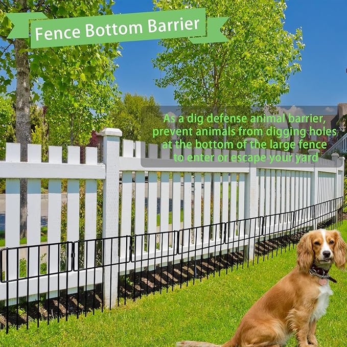 Thrivinest 10 Pack Animal Barrier Fence, No Dig Decorative Fence, 17in(H) x10ft(L) Rustproof Metal Small Garden Fence Border for Dogs Rabbits, Bottom Blocker for Outdoor Yard Patio